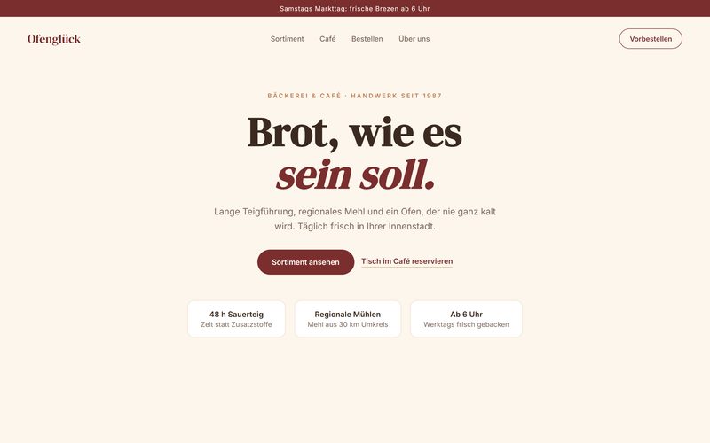 Entwurf Bäckerei und Café